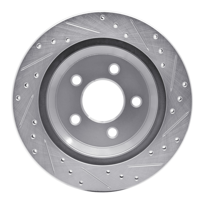 Ford Mustang Brake Rotor (1) - Rear Left - R1 Concepts - Drilled & Slotted - Silver - `94-`04